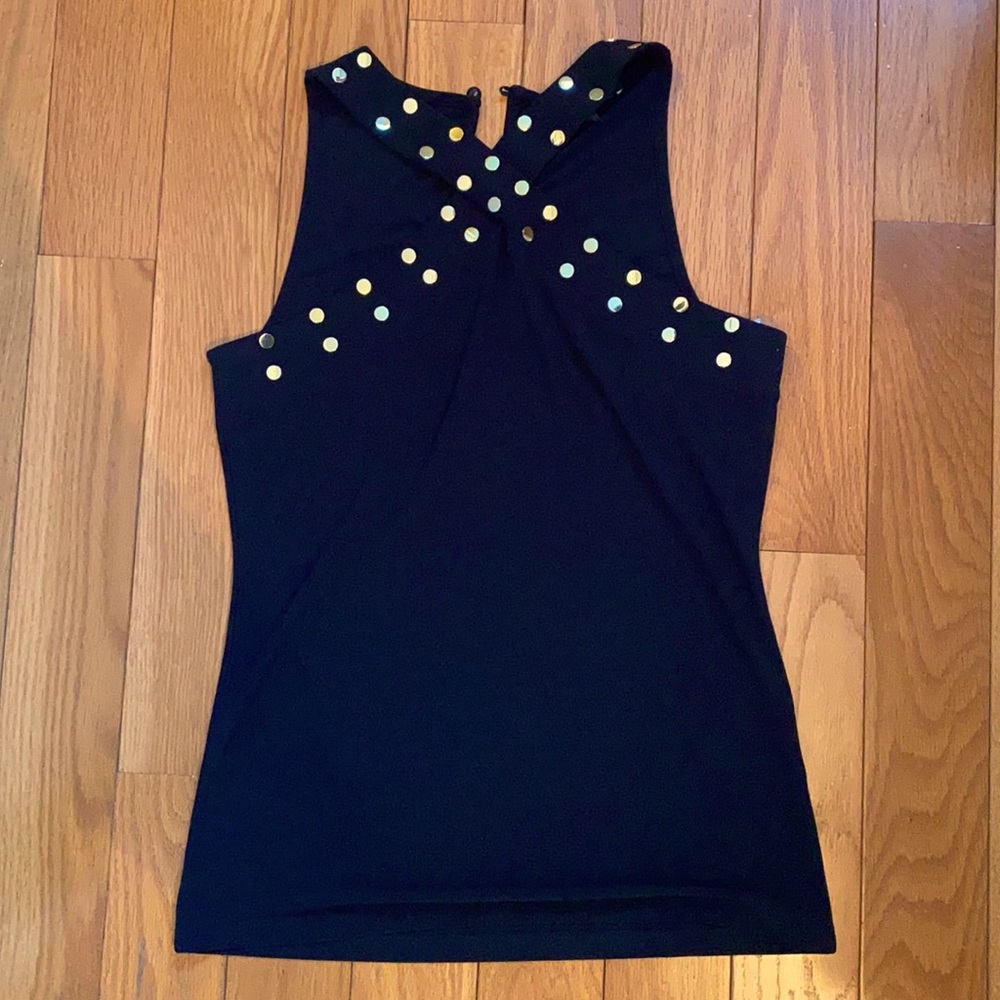 Black with gold accent International Concept top- size small. Perfect condition!